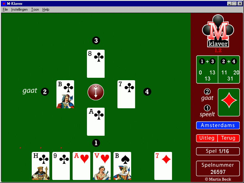 Game screen of M-Klaver card game